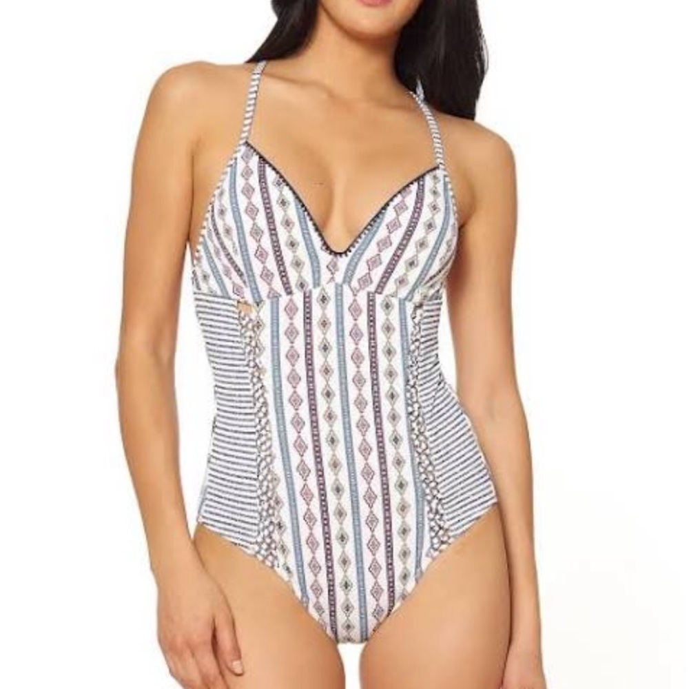 JESSICA Simpson Moroccan Stripe One Piece Swimsuit